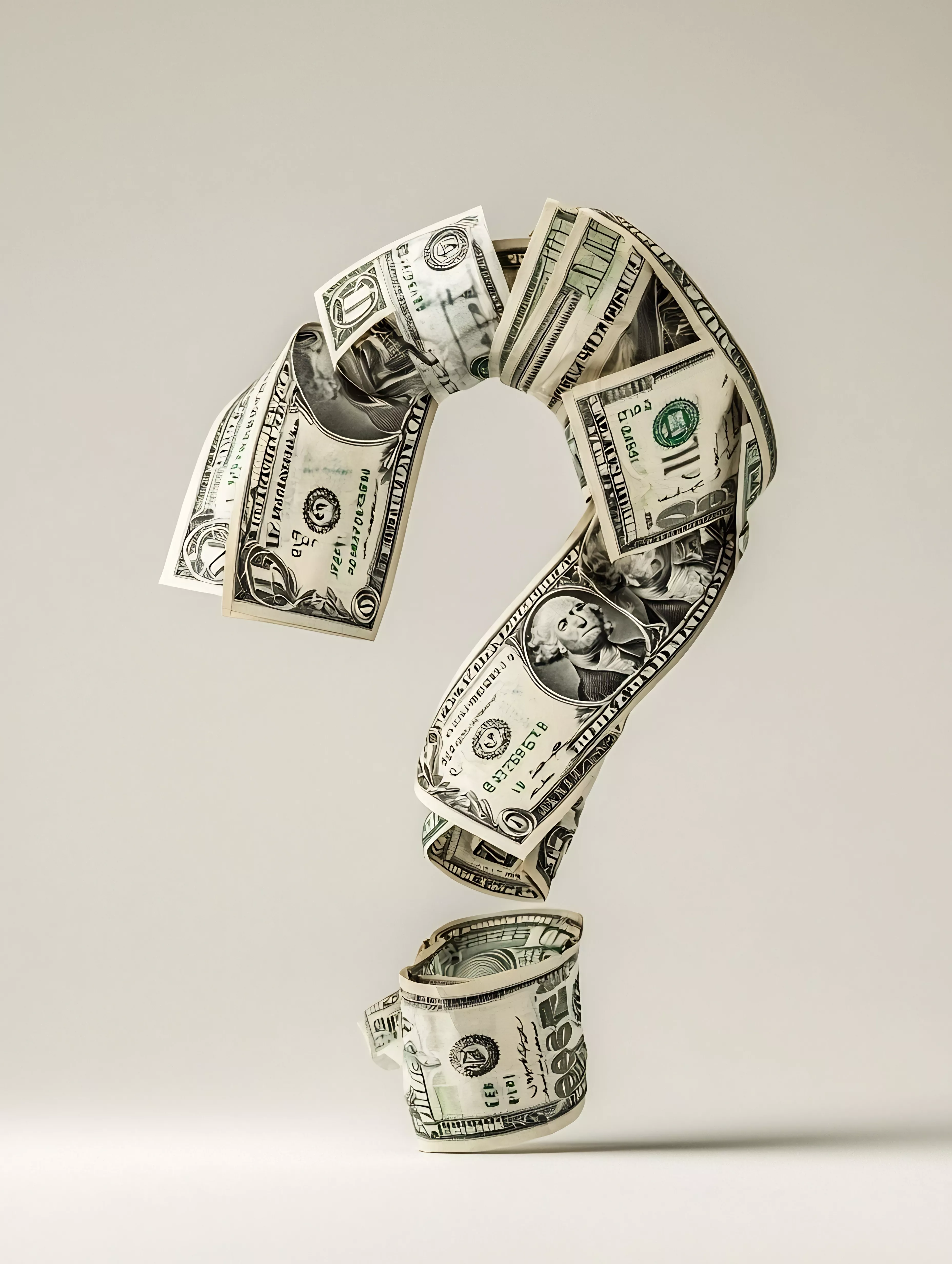 Fragezeichen aus Geldscheinen