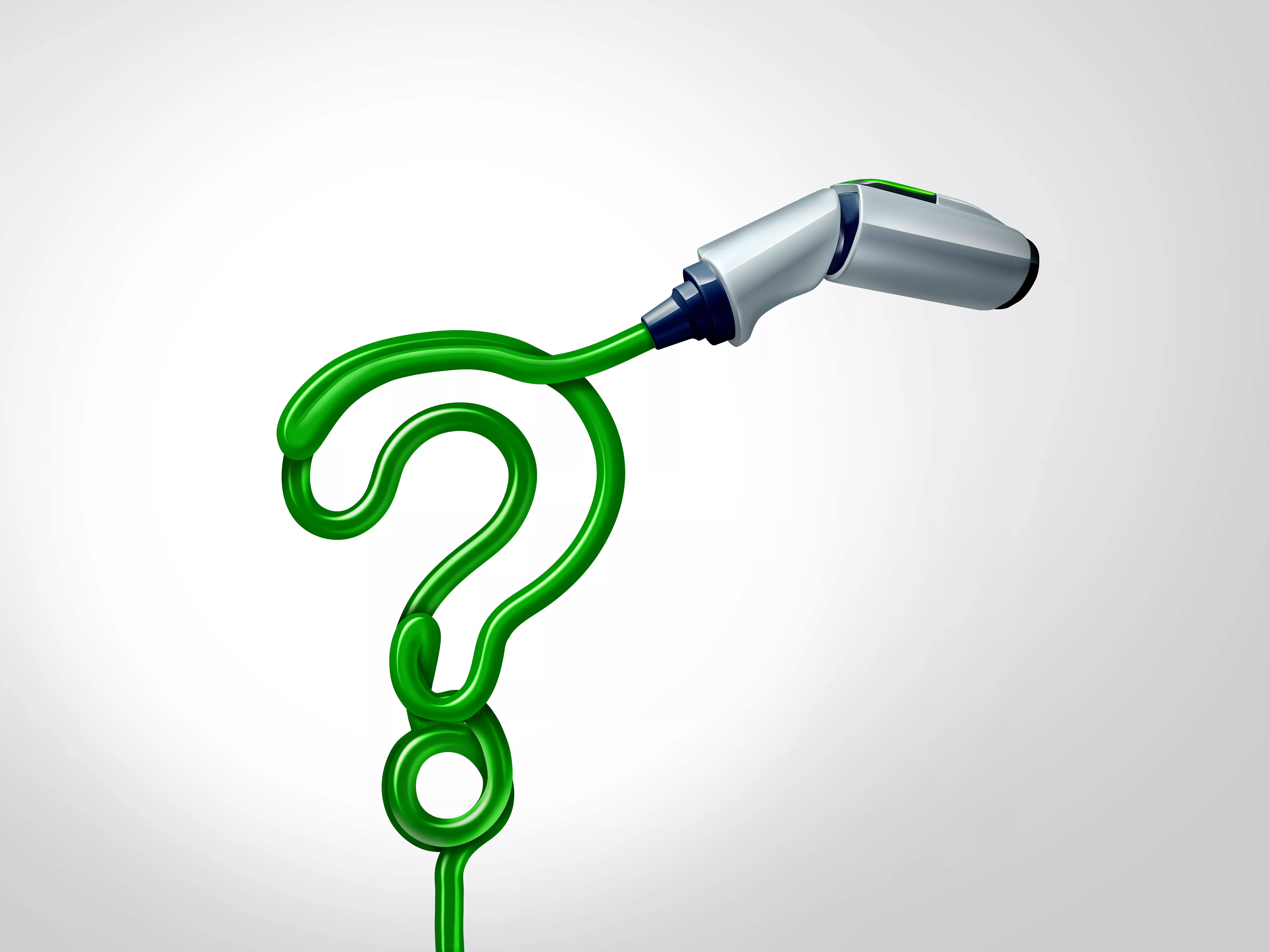 Elektroautoladekabel mit Fragezeichen