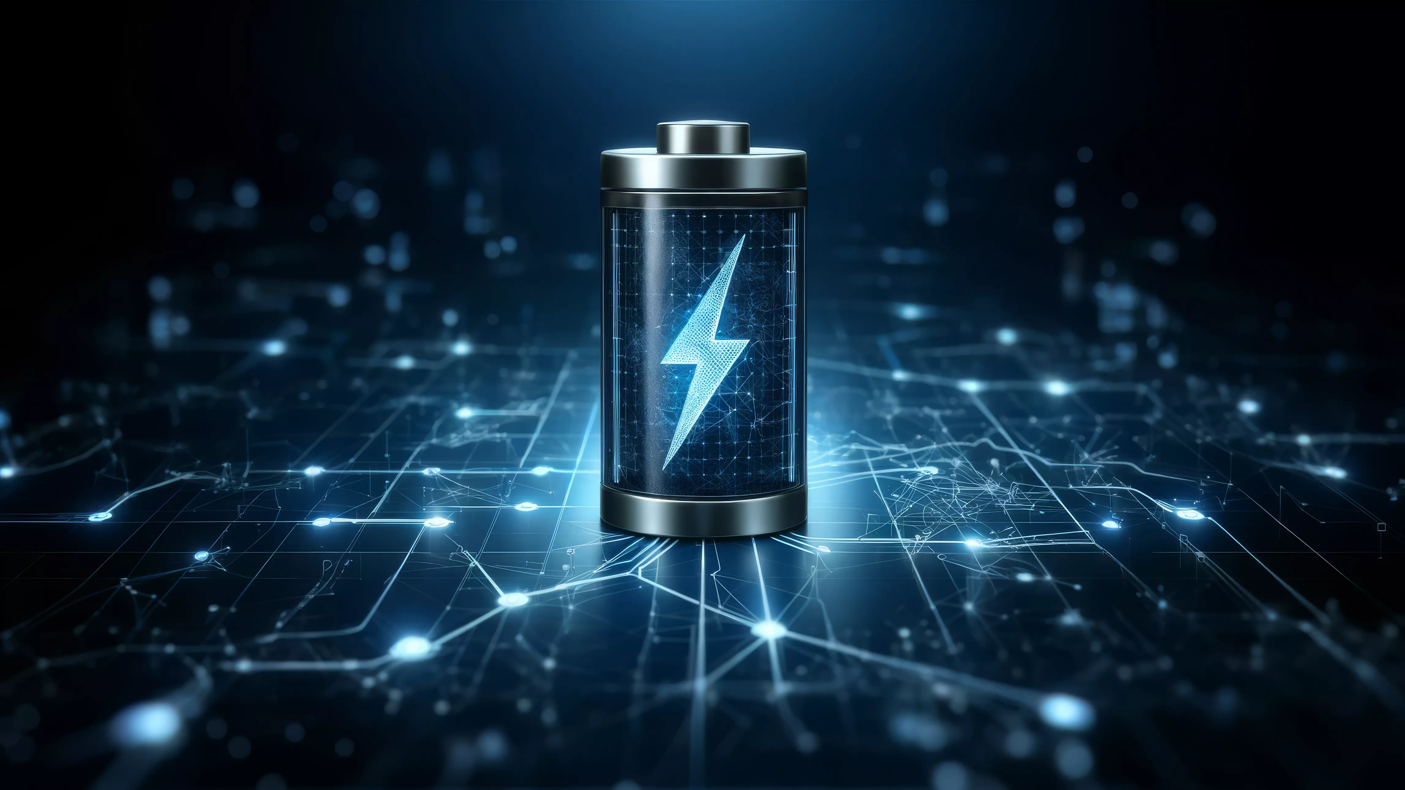 Batterie mit Datennetz, soll Lastmanagement symbolisieren